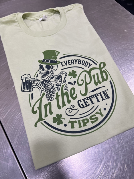 St. Pattys Everybody In The Pub Sublimation Tees: Citron / Med Unisex