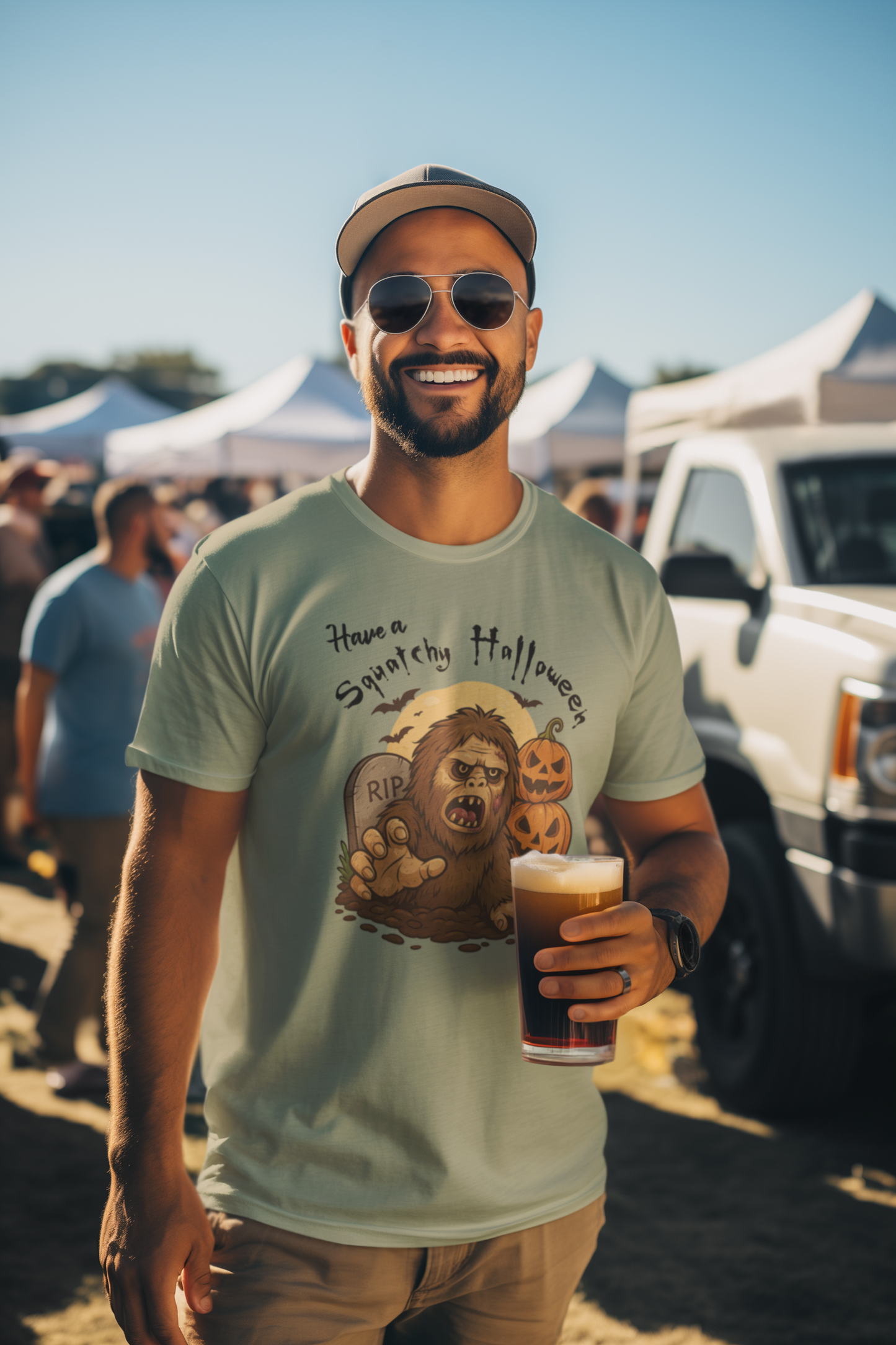 Have a Squatchy Halloween t-shirt (Stonewashed green): 2X