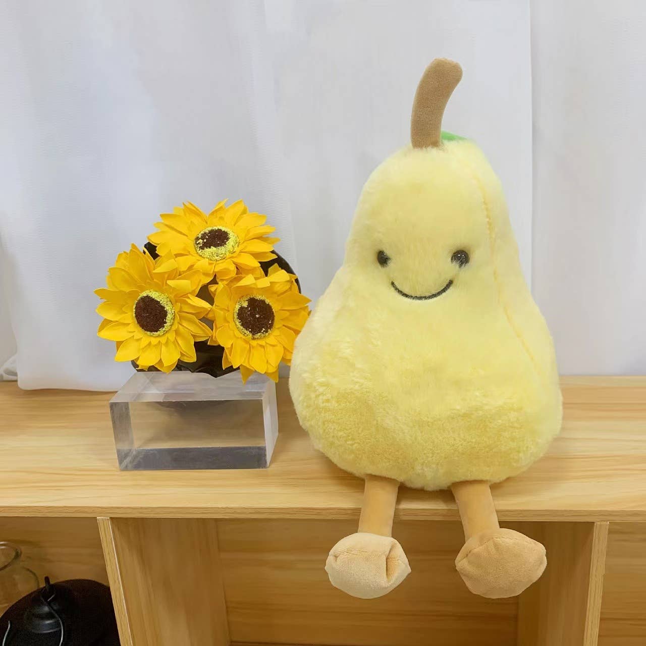 8" Pear Plush (length including legs): Green fluffy