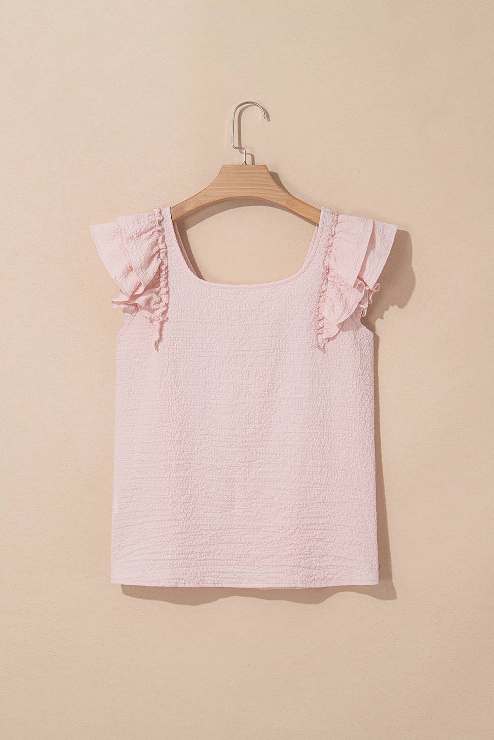 Textured Bow Knot Frilled Butterfly Sleeve Blouse | 3 Colors: Beau Blue / XL