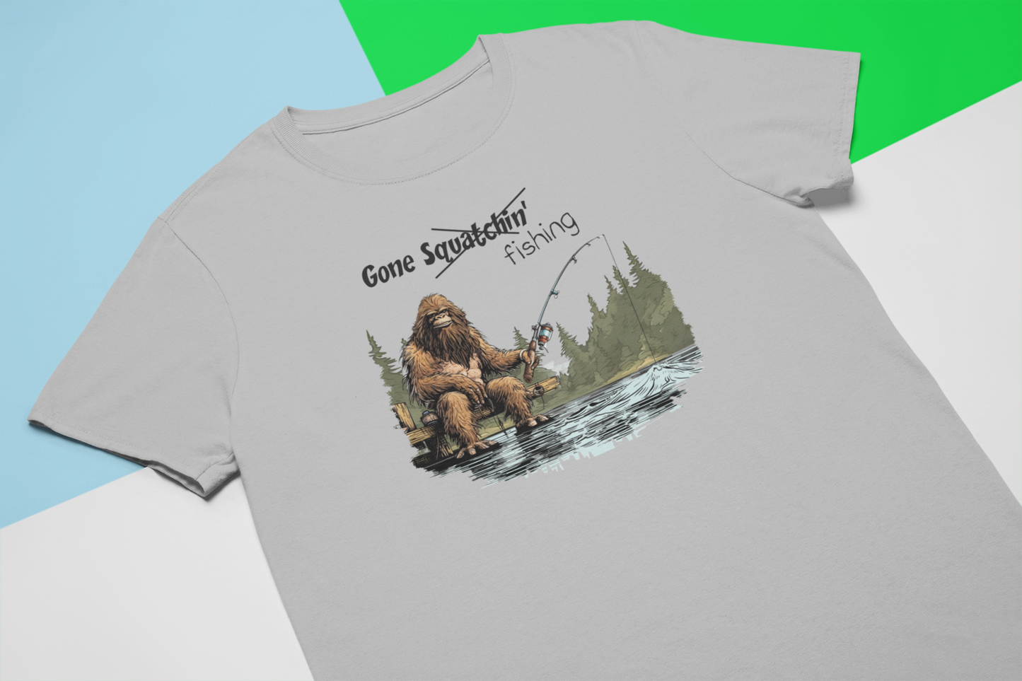 Bigfoot fishing t-shirt - Keepin' it reel w/your location: Light blue / 2T