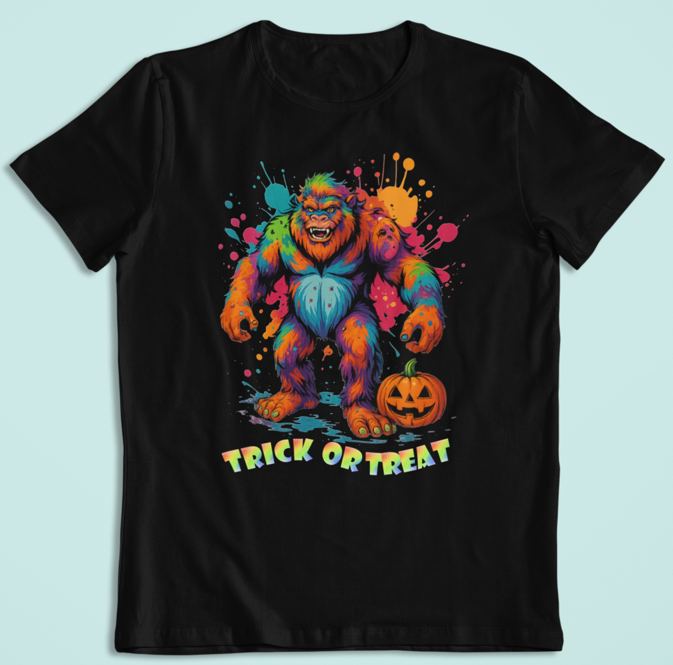 Trrick or Treat Bigfoot t-shirt (black): Youth Med