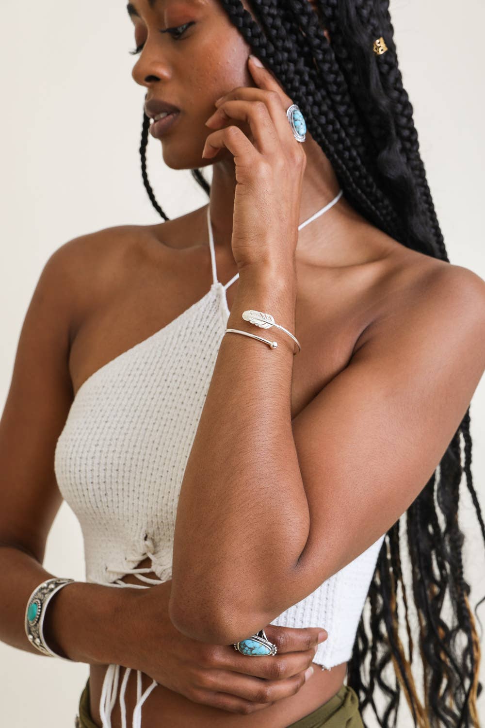 🪶 Minimalistic Feather Bracelet - Silver & Gold Modernity: Silver