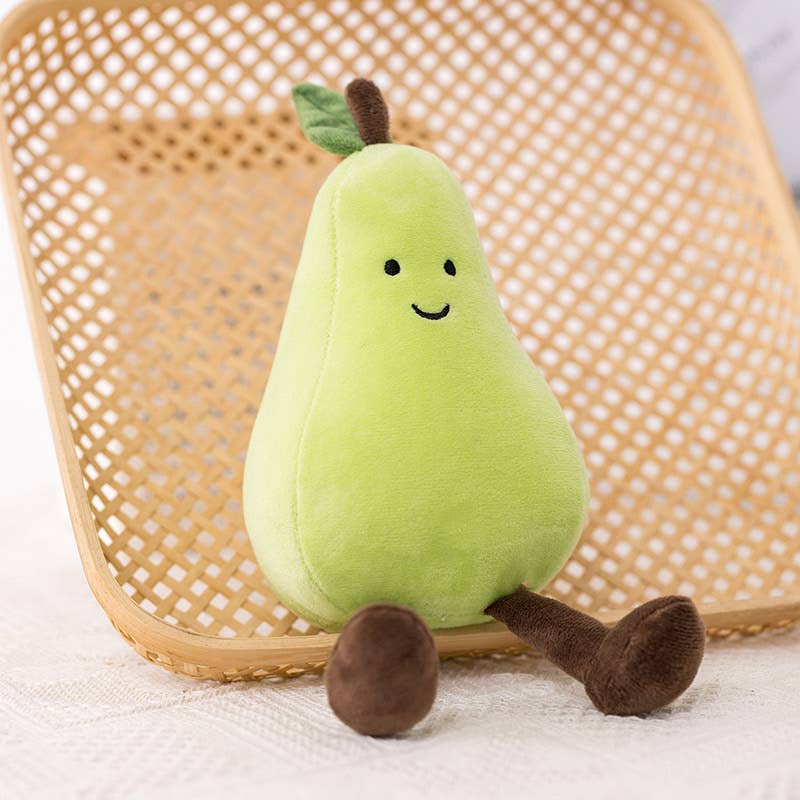 8" Pear Plush (length including legs): Green fluffy