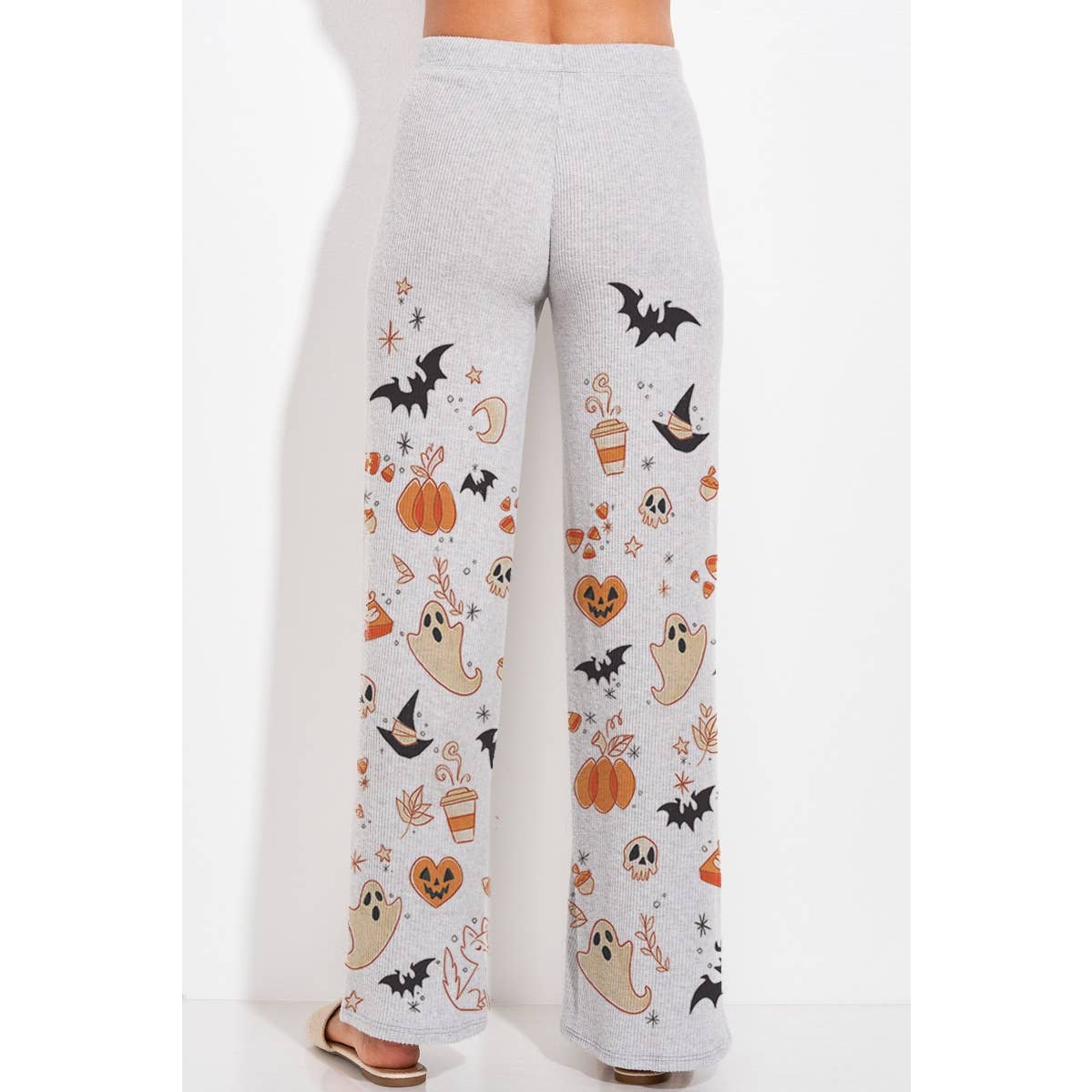 Halloween print rib Hoodie loungewear set p: IVORY / S