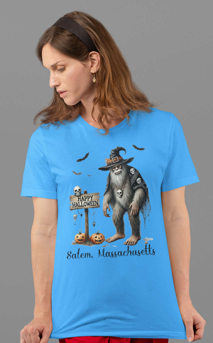 Witch Bigfoot Halloween tshirt (blue): Youth Med