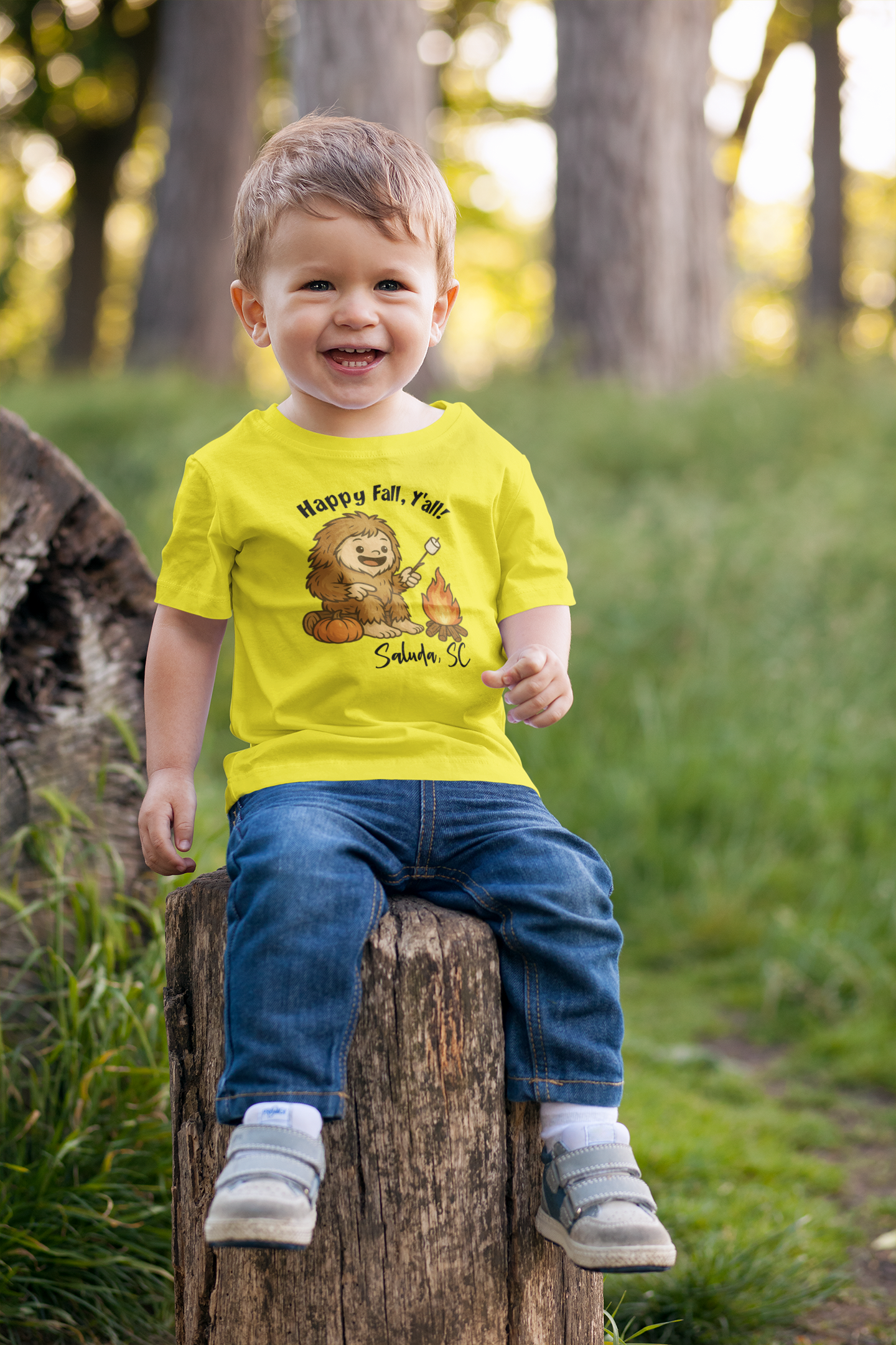 Happy Fall Y'all Bigfoot - youth/toddler shirt (yellow): Yellow / 2T