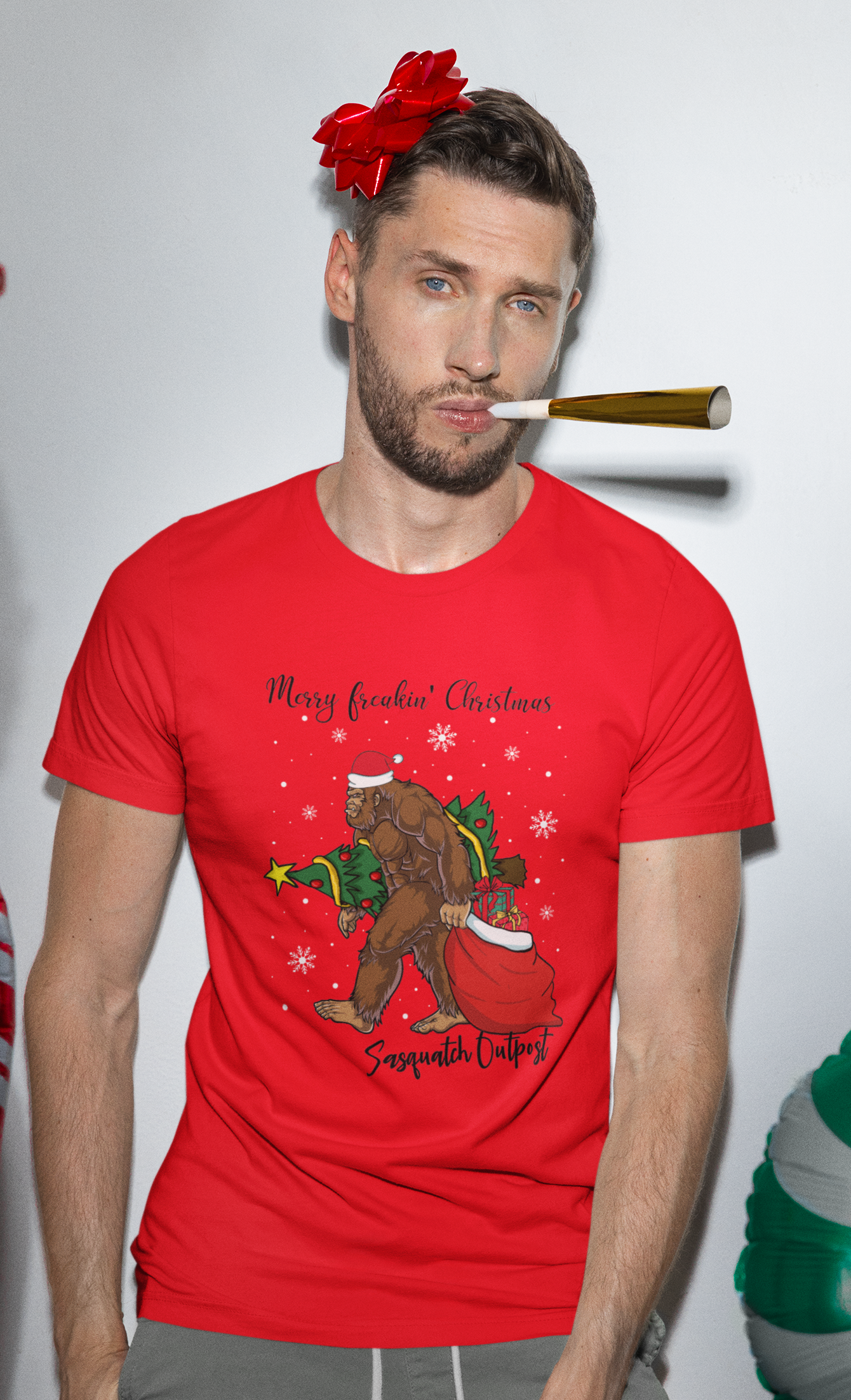 Bigfoot Merry Freakin' Christmas t-shirt (red): XL / Long sleeve