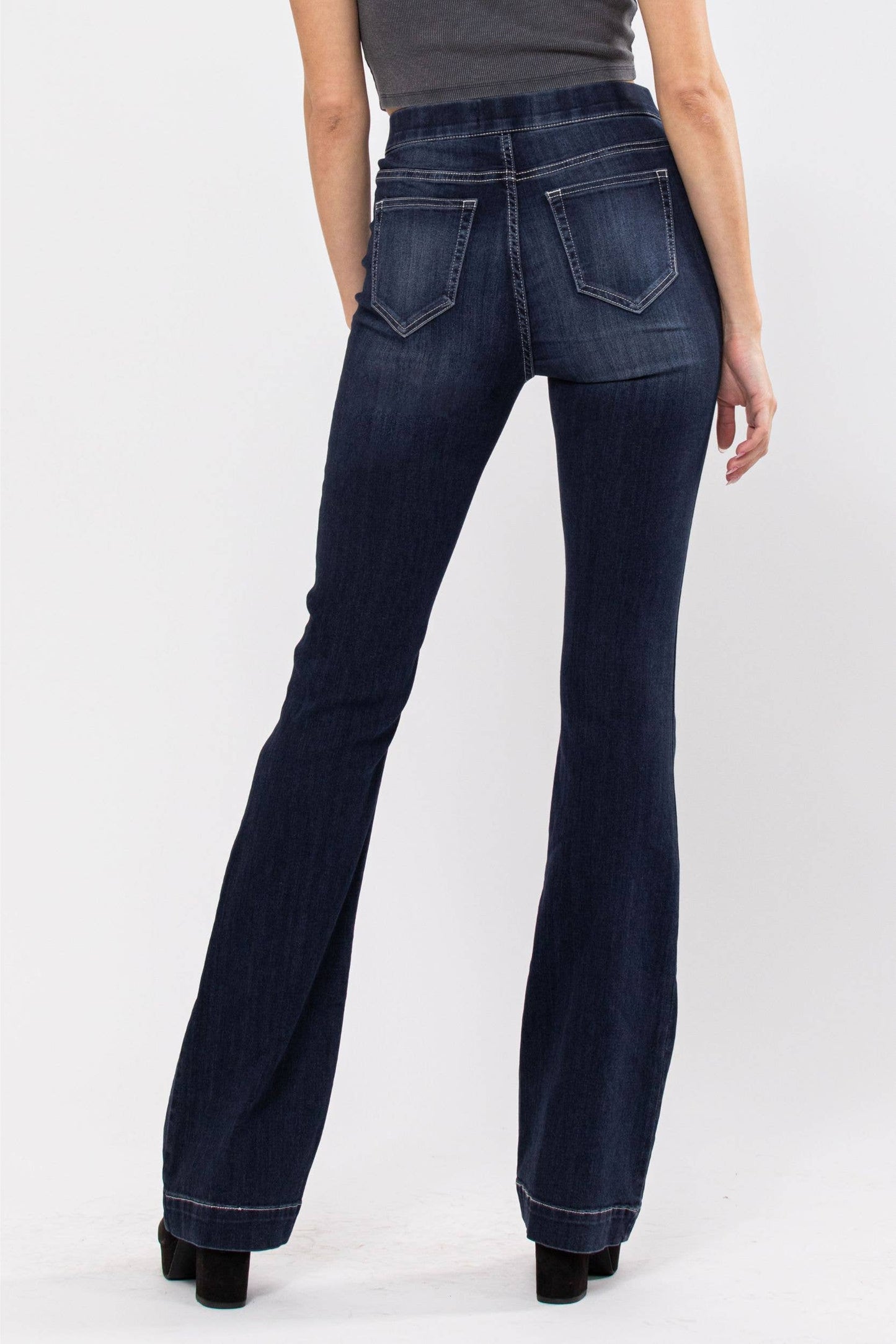 High Rise Dark Pull On Flare Jegging AB37211DK : XL