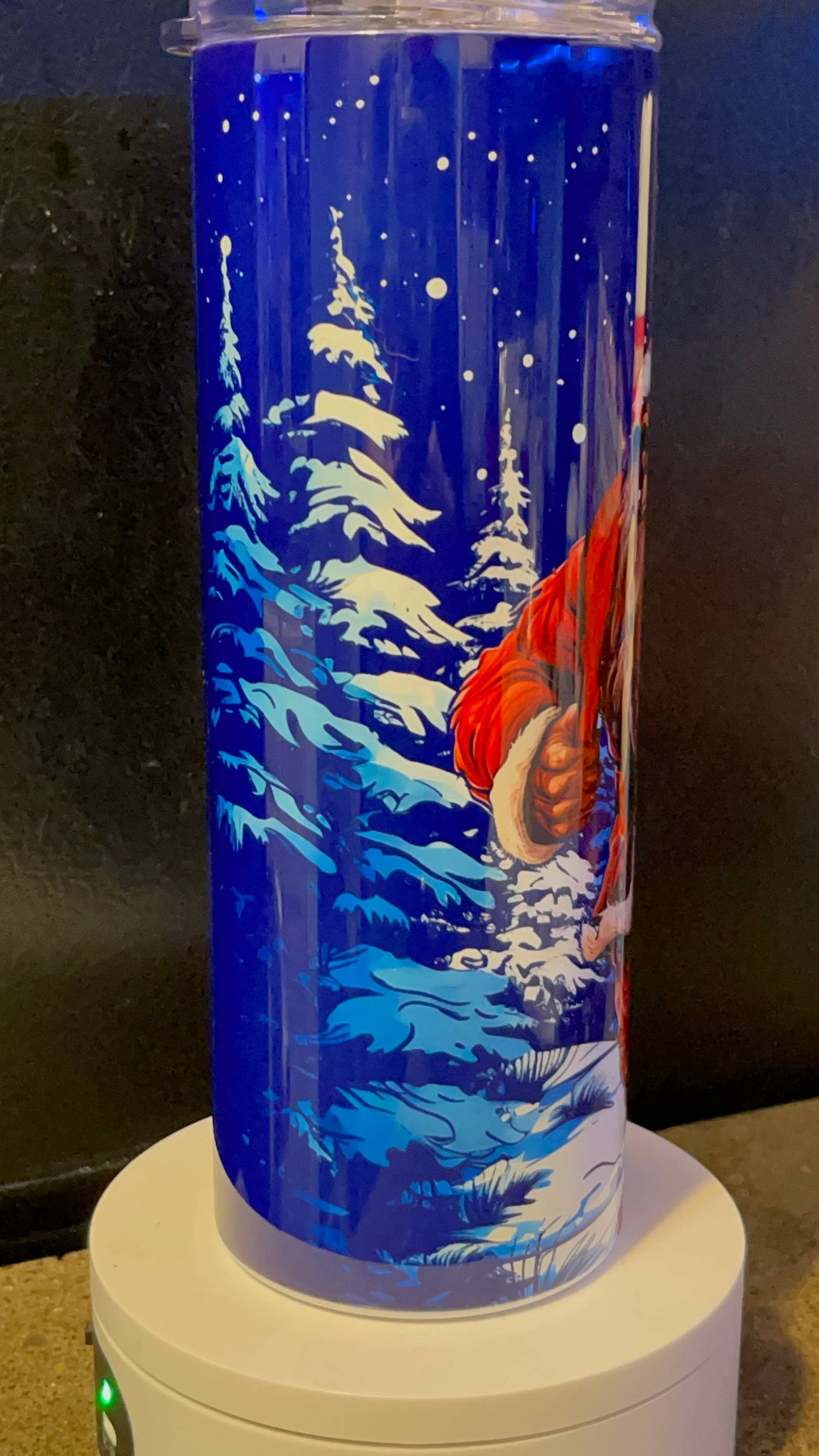 Santa Squatch Christmas scene tumbler 20 oz