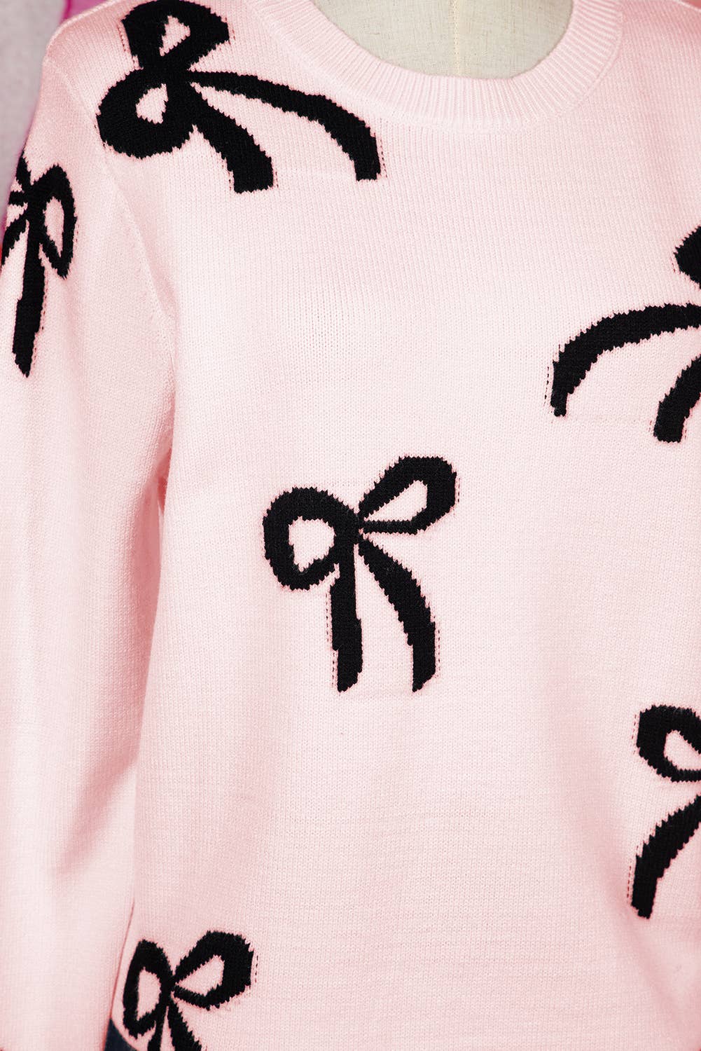 Bow Pattern Knitted Loose Fit Valentine Sweater