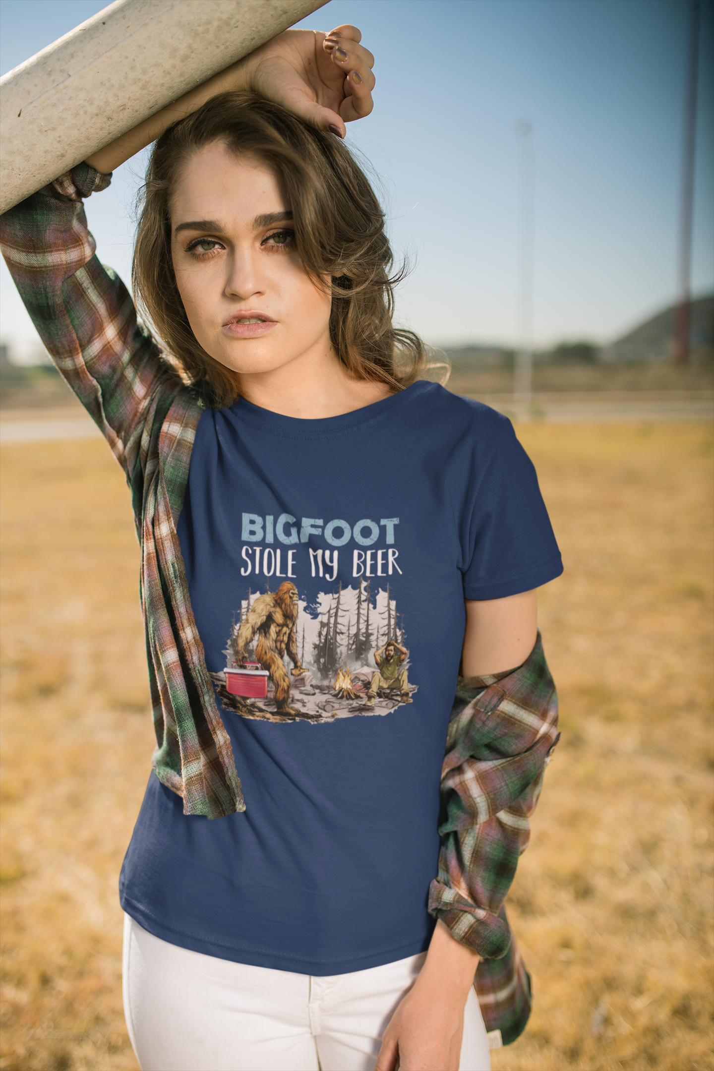 Bigfoot stole my beer t-shirt (navy blue): 2X