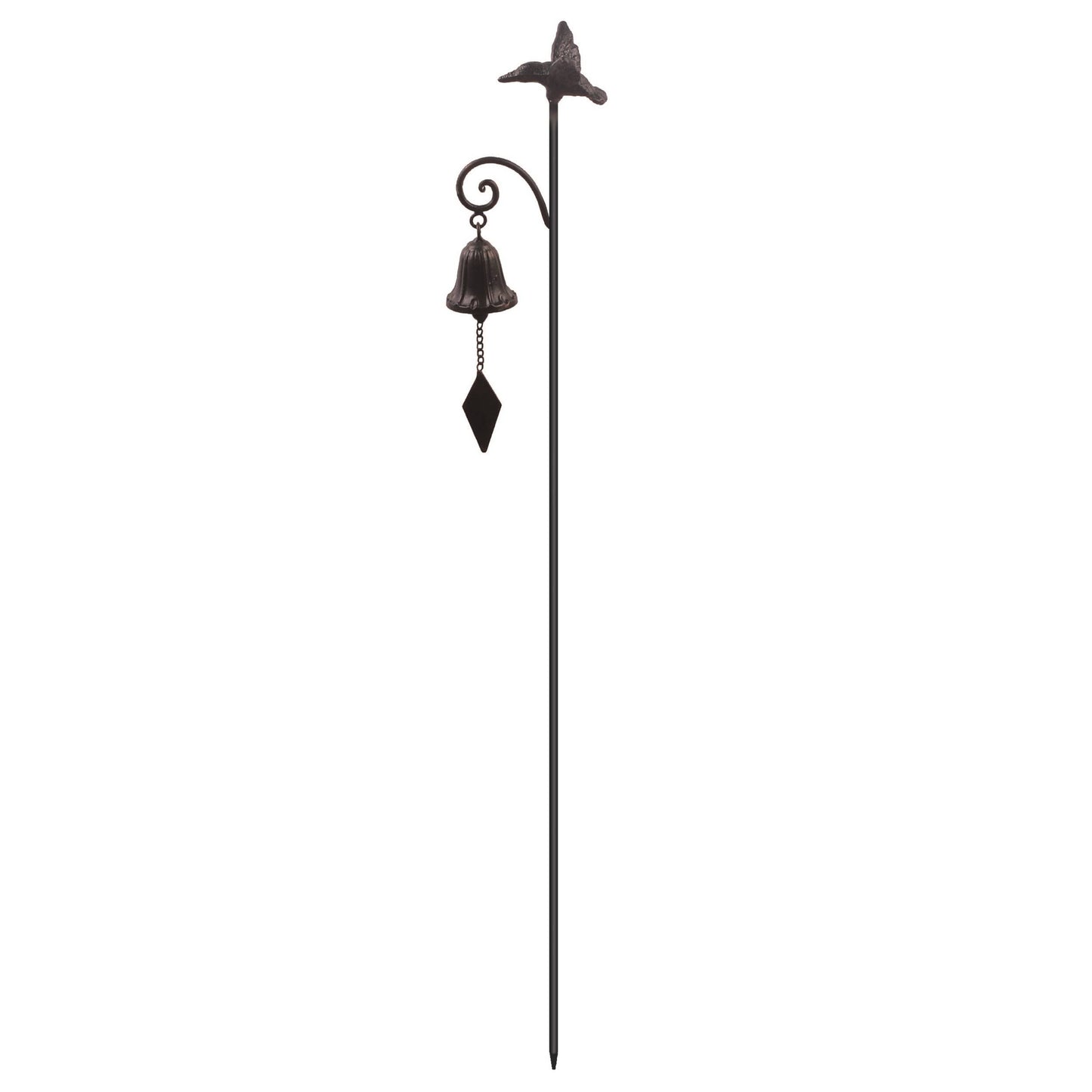 SALE Metal 36.25" Black Spring Bird and Bell Yardstake