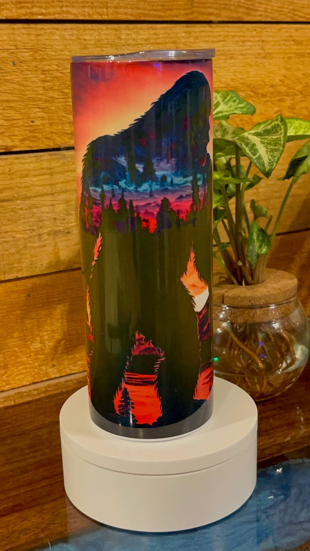 Bigfoot sunset tumbler 20 oz stainless steel with straw