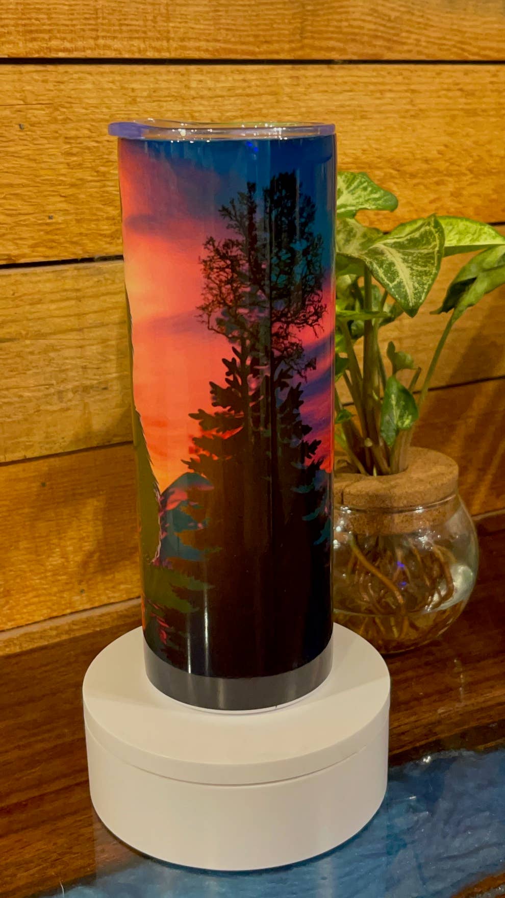 Bigfoot sunset tumbler 20 oz stainless steel with straw
