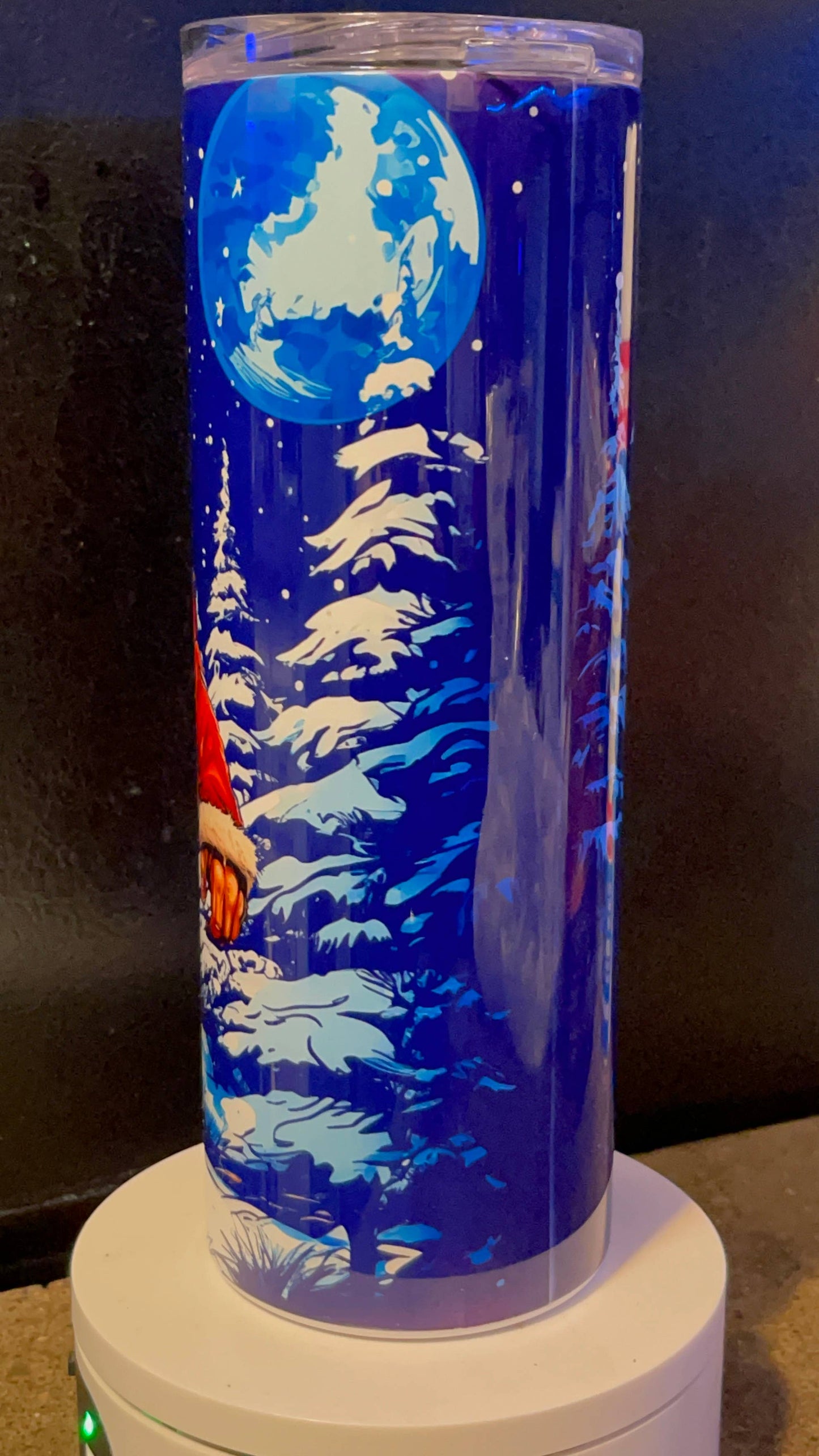 Santa Squatch Christmas scene tumbler 20 oz