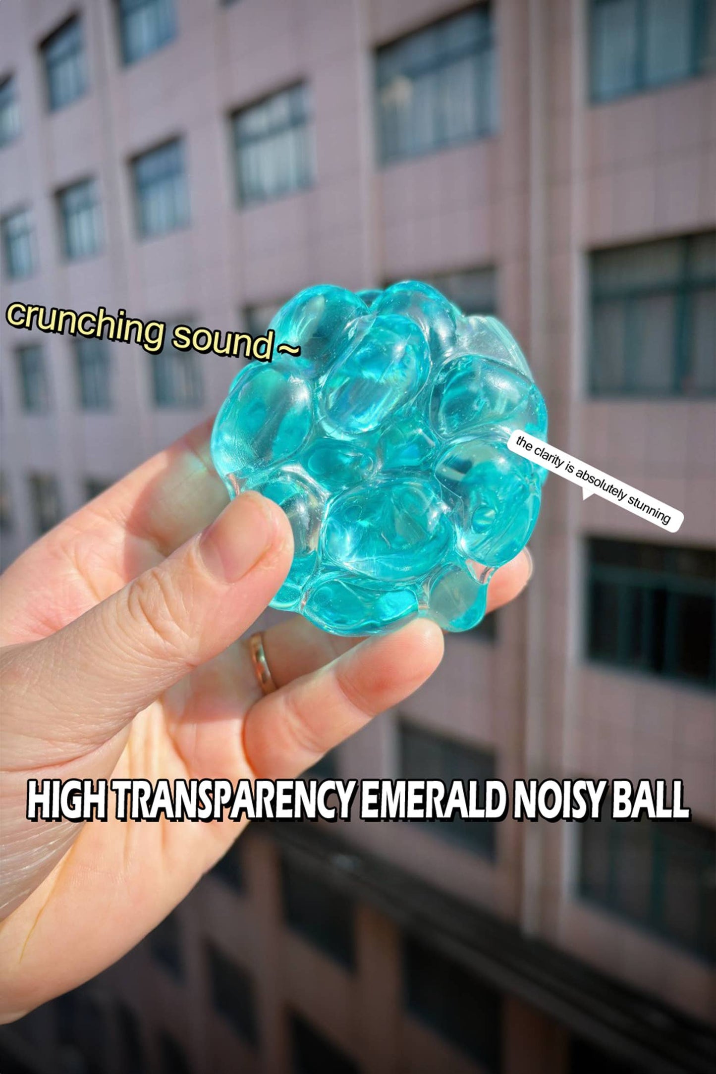 High Transparency Emerald Noisy Ball Squishy Toy: Turquoise / ONE SIZE