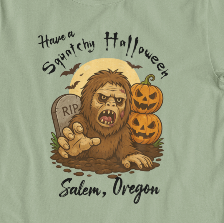 Have a Squatchy Halloween t-shirt (Stonewashed green): 3X