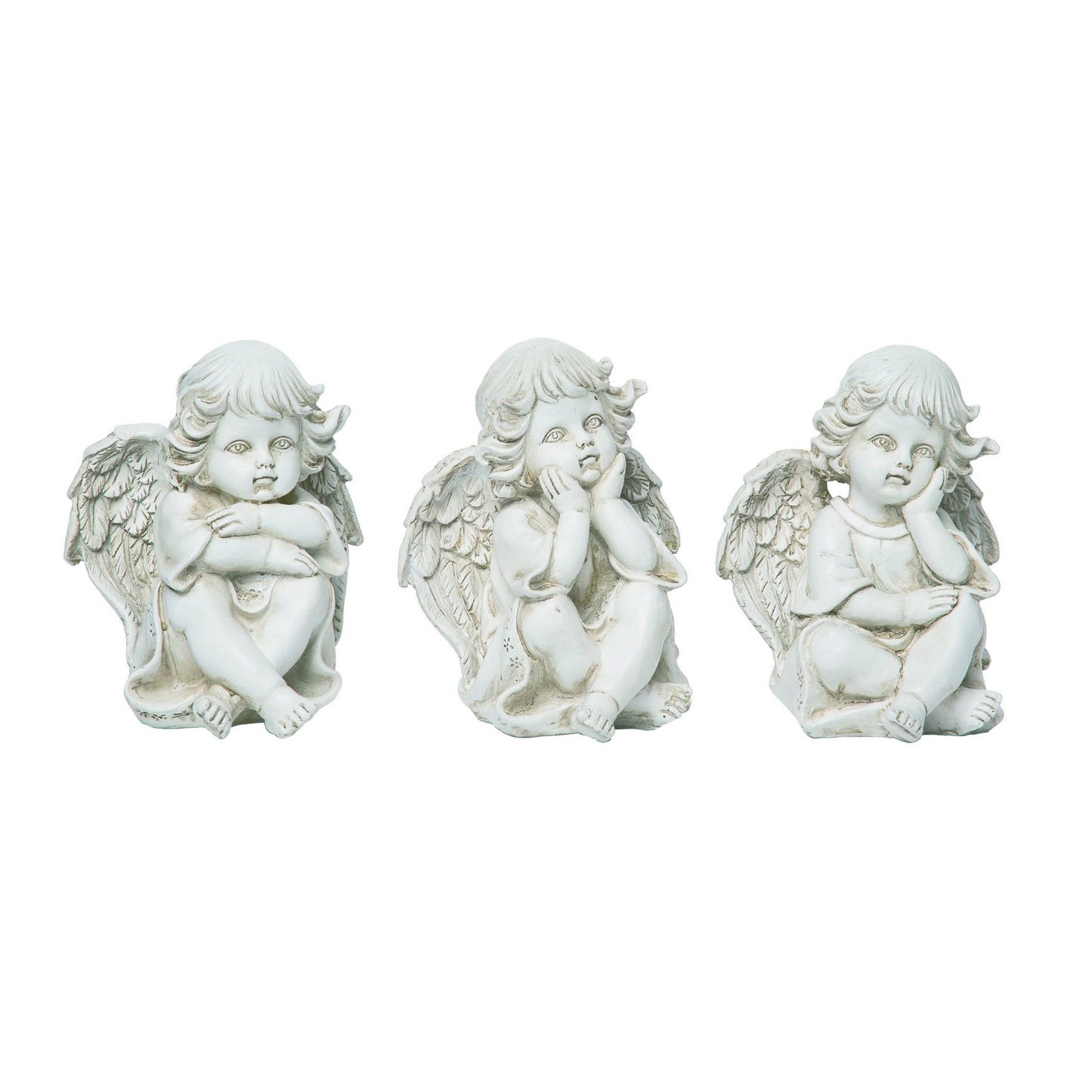Transpac Res Baby Angel Fig Set of 3 Spring Home Décor