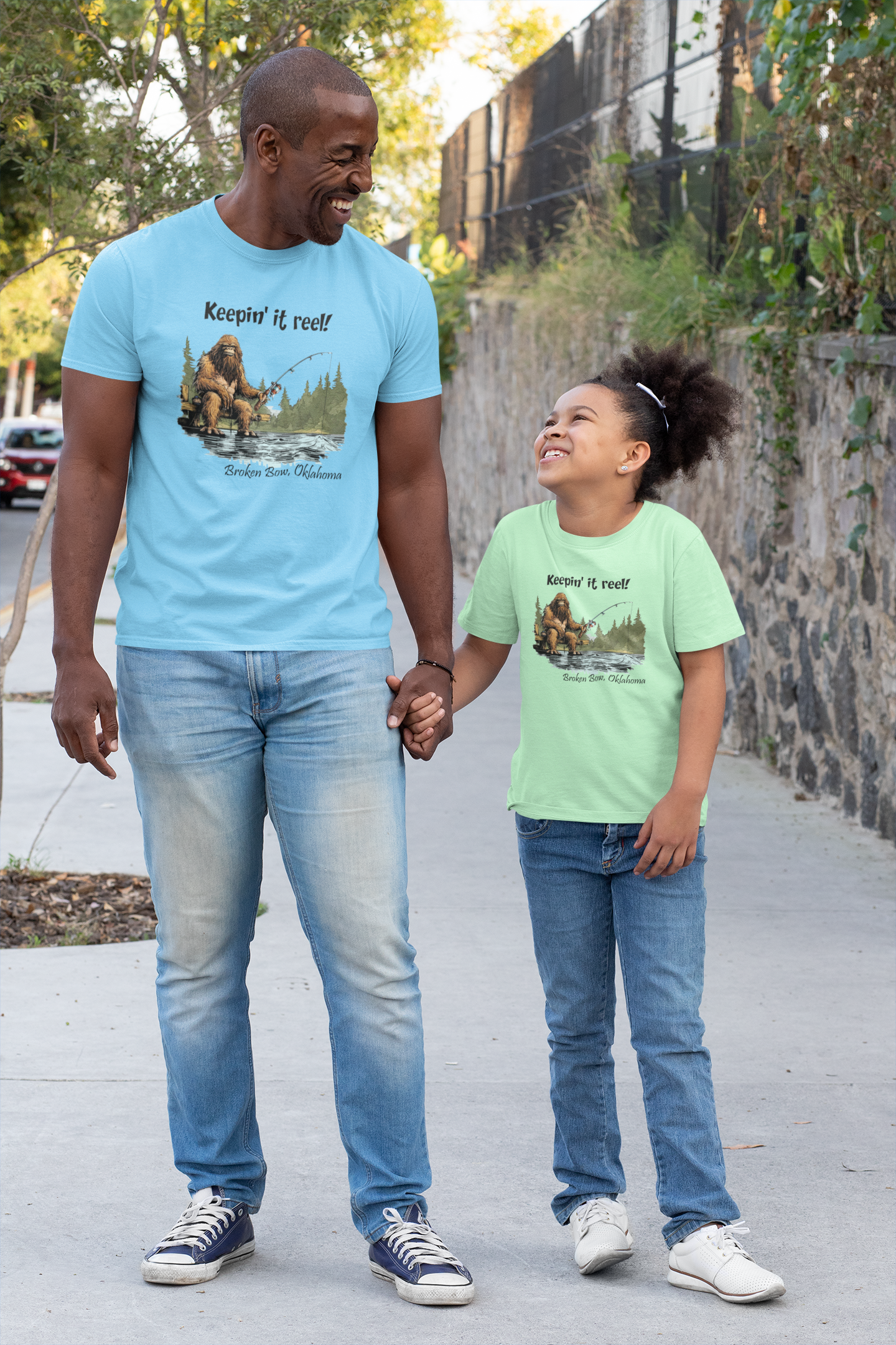 Bigfoot fishing t-shirt - Keepin' it reel w/your location: Light blue / 3T