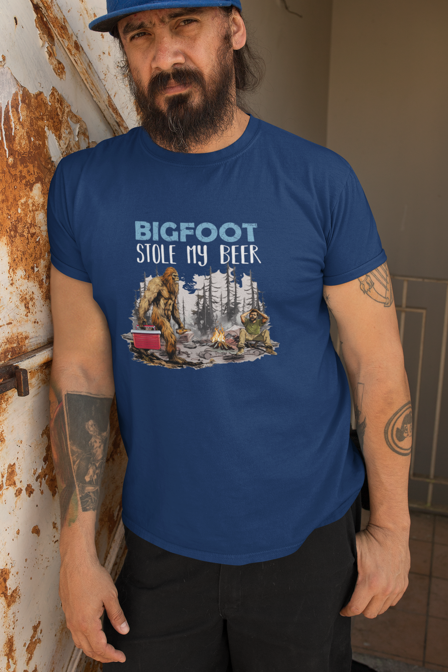 Bigfoot stole my beer t-shirt (navy blue): 2X