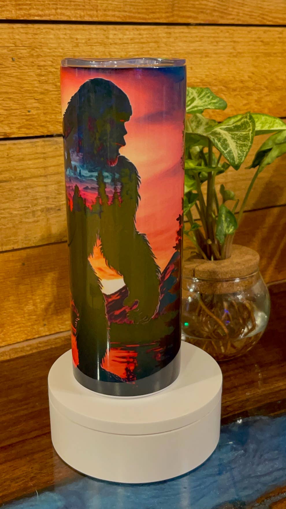 Bigfoot sunset tumbler 20 oz stainless steel with straw