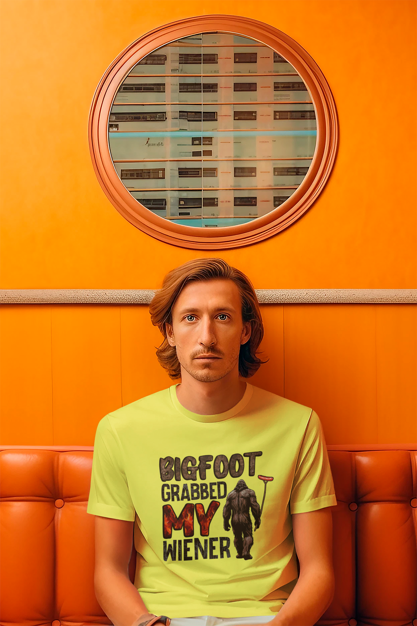 Bigfoot grabbed my wiener t-shirt (yellow): 2X
