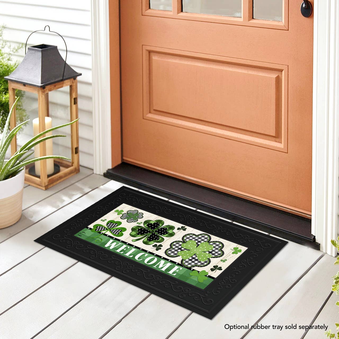 St. Patrick's Day Shamrocks Mini Mat 22x10 In/Outdoor