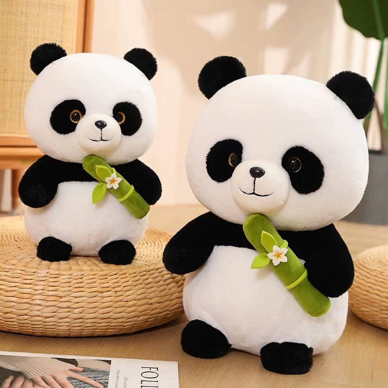 10" Panda Plush: Panda with Bamboo & Flower