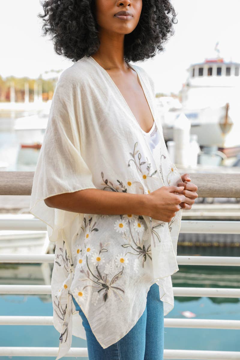 Get NOW! Bestselling Spring Daisy Woven Kimono 🌼: Chambray