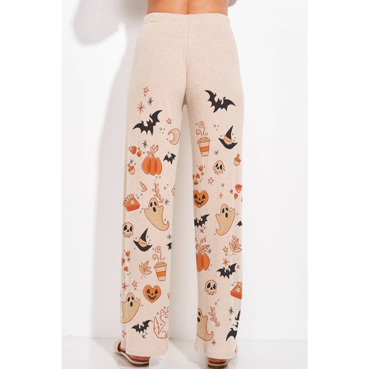 Halloween print rib Hoodie loungewear set p: IVORY / S