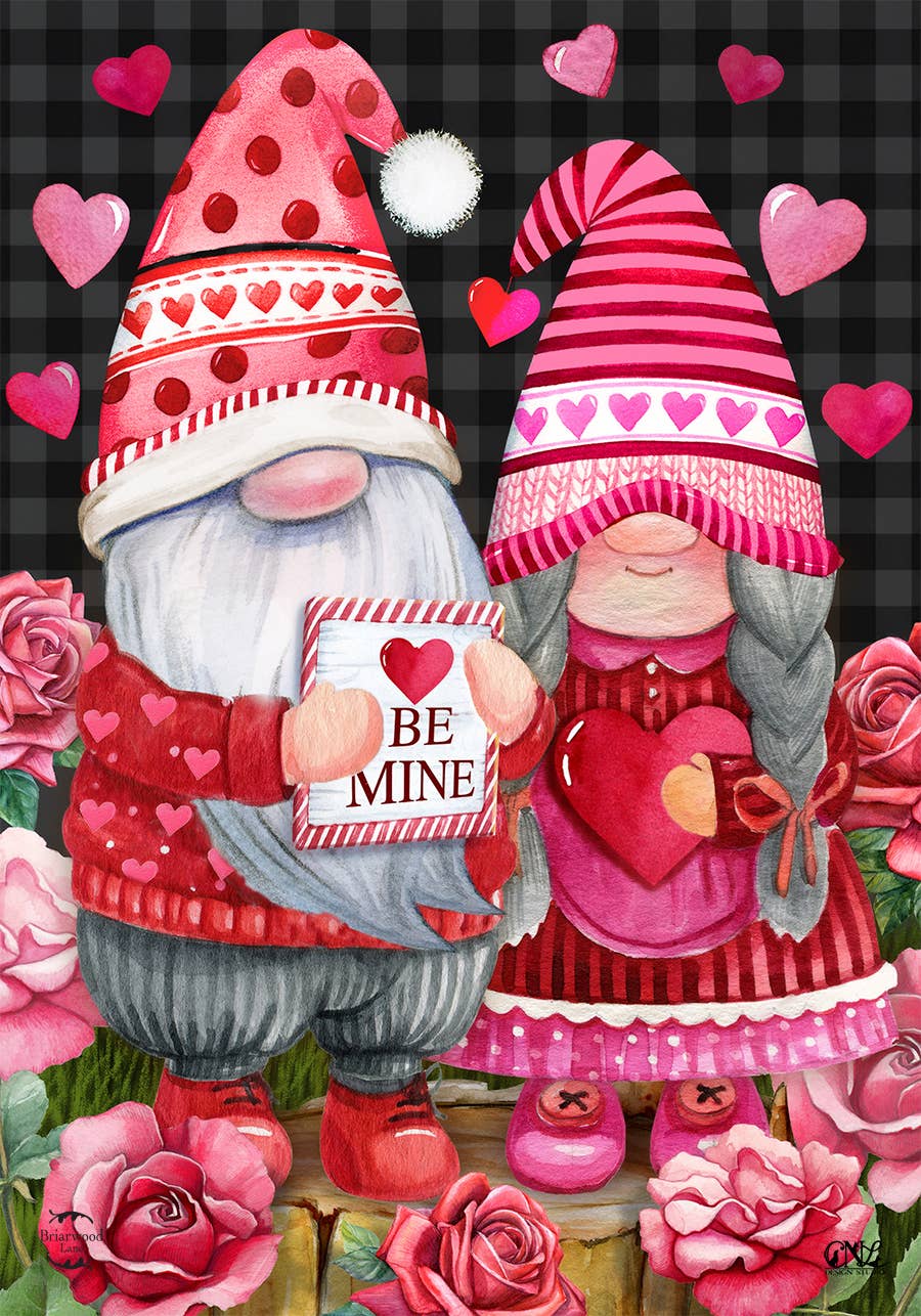 Valentine's Gnomes Garden Flag