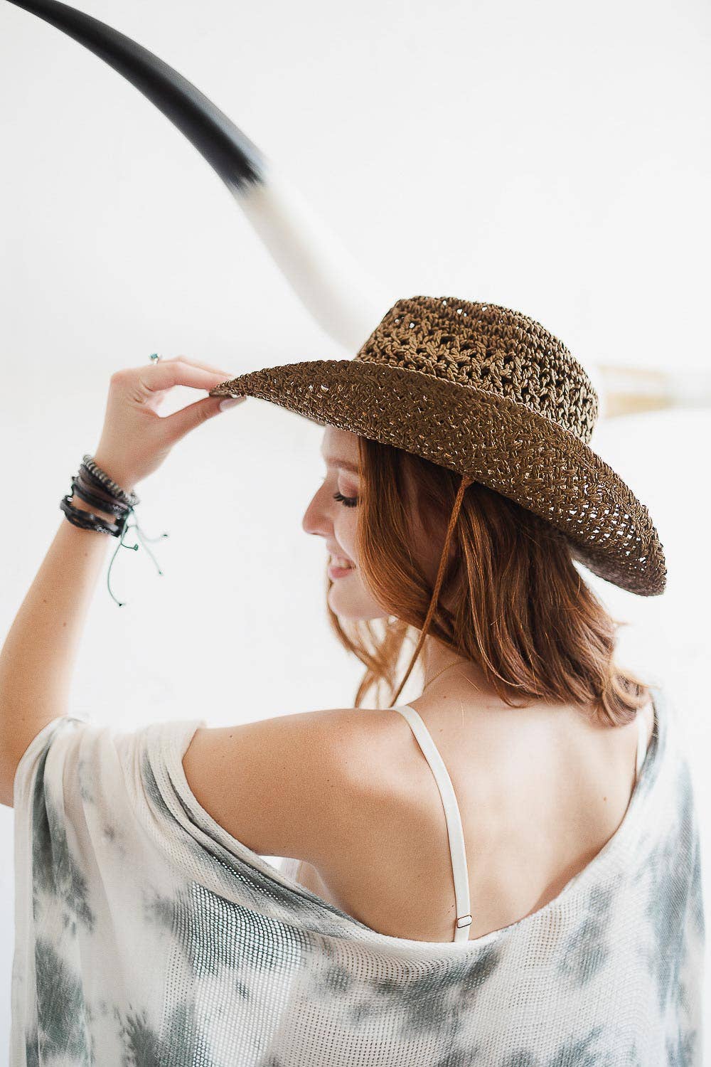 Stylish Bohemian Western Hat – Basketweave Cowboy 🏜️: Beige