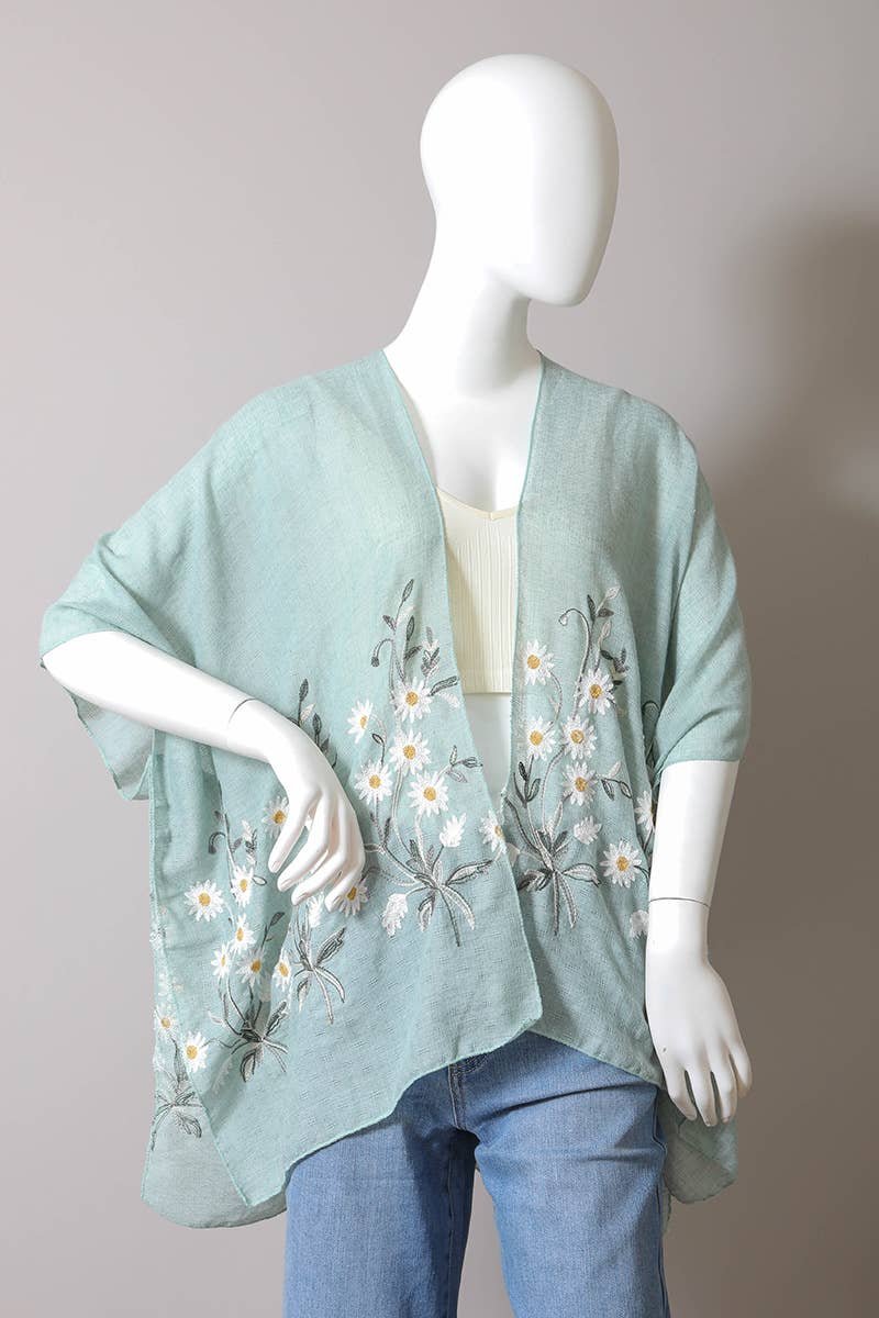 Get NOW! Bestselling Spring Daisy Woven Kimono 🌼: Chambray