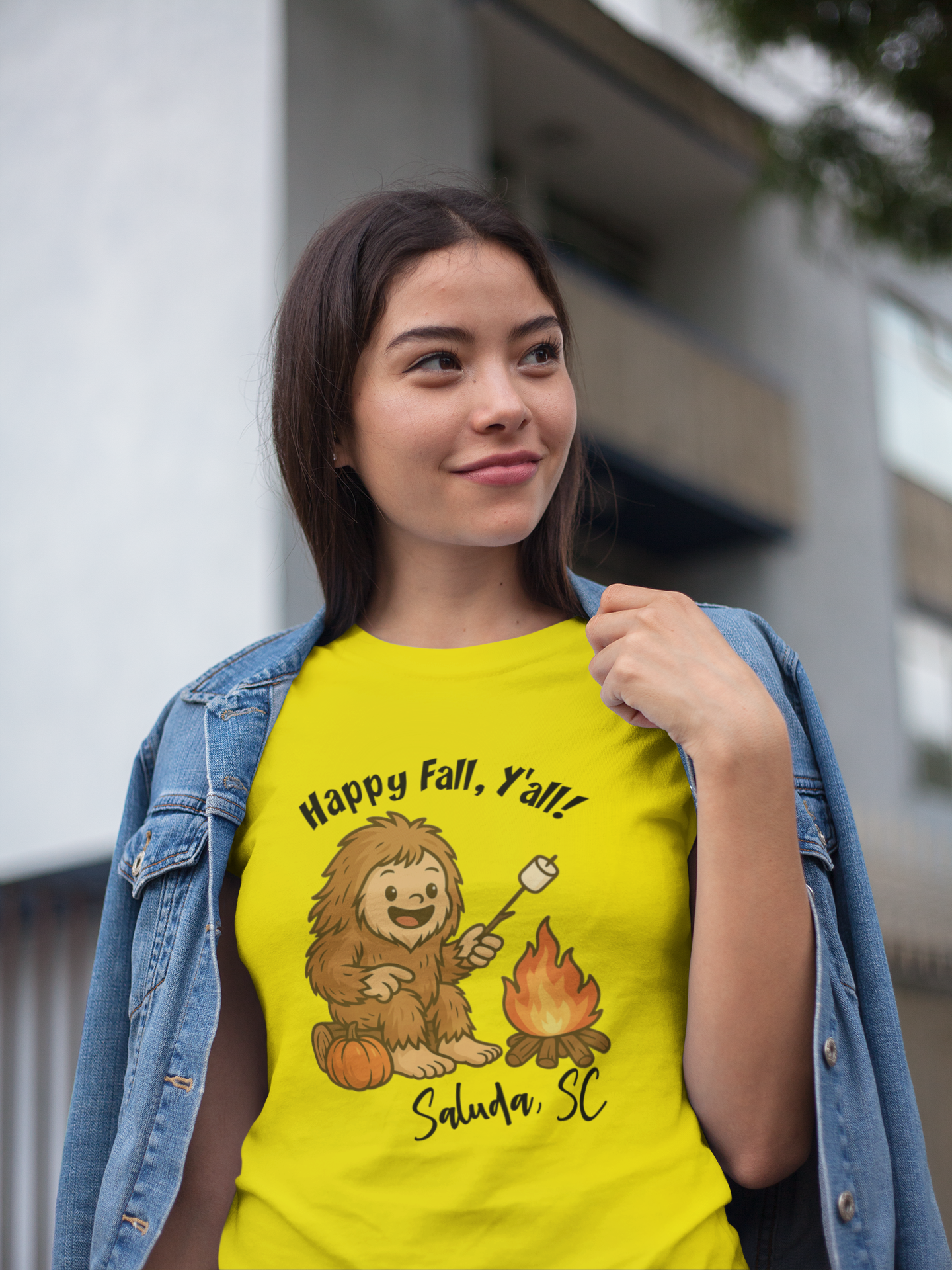 Happy Fall Y'all Bigfoot - youth/toddler shirt (yellow): Yellow / Youth MED