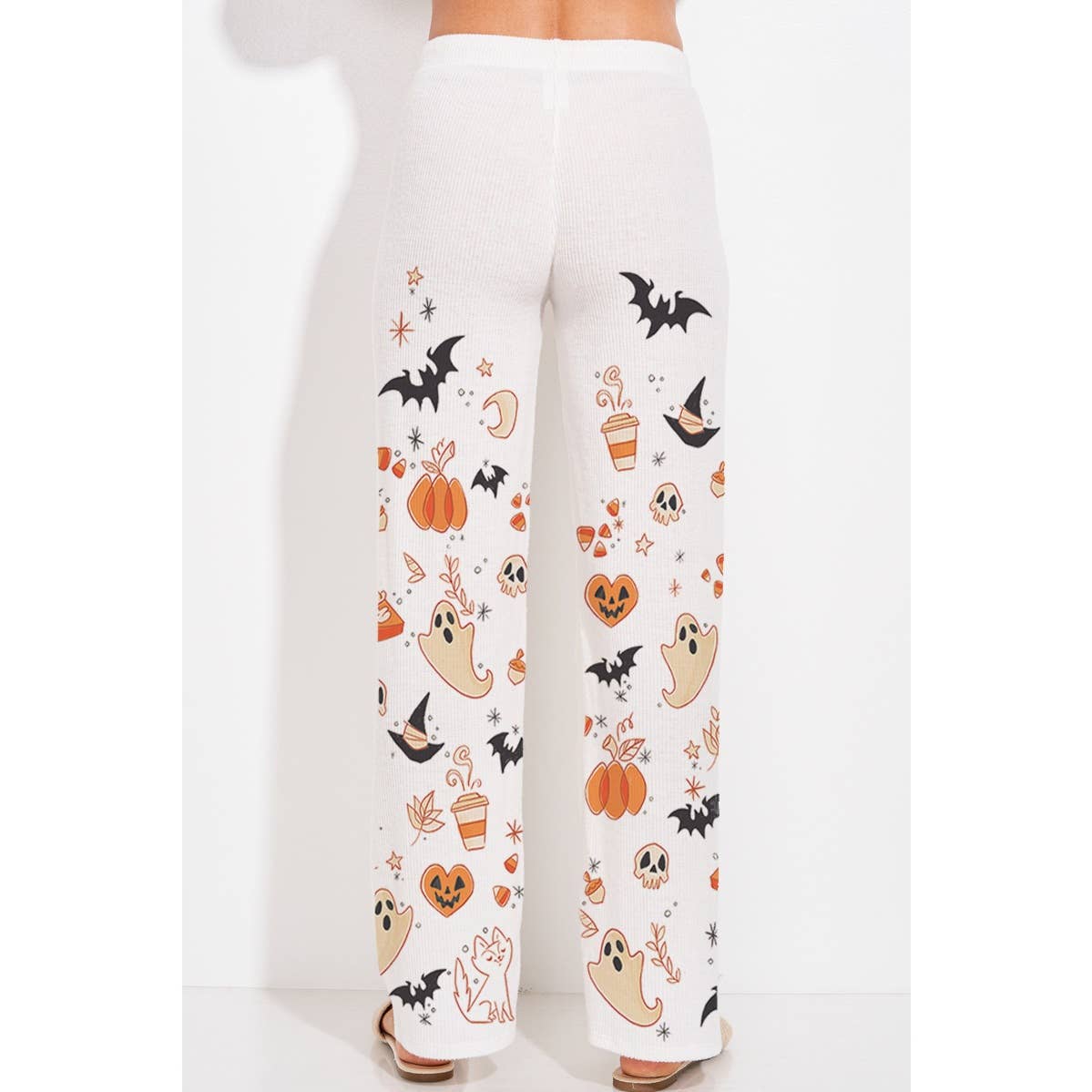 Halloween print rib Hoodie loungewear set p: IVORY / S
