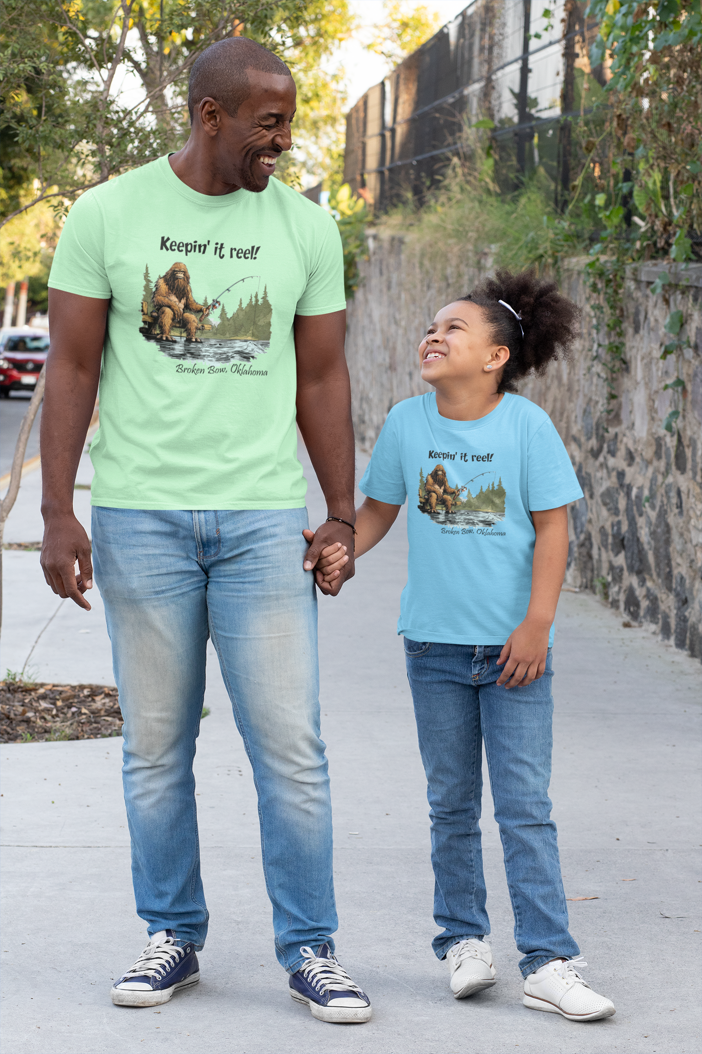 Bigfoot fishing t-shirt - Keepin' it reel w/your location: Light blue / 2T