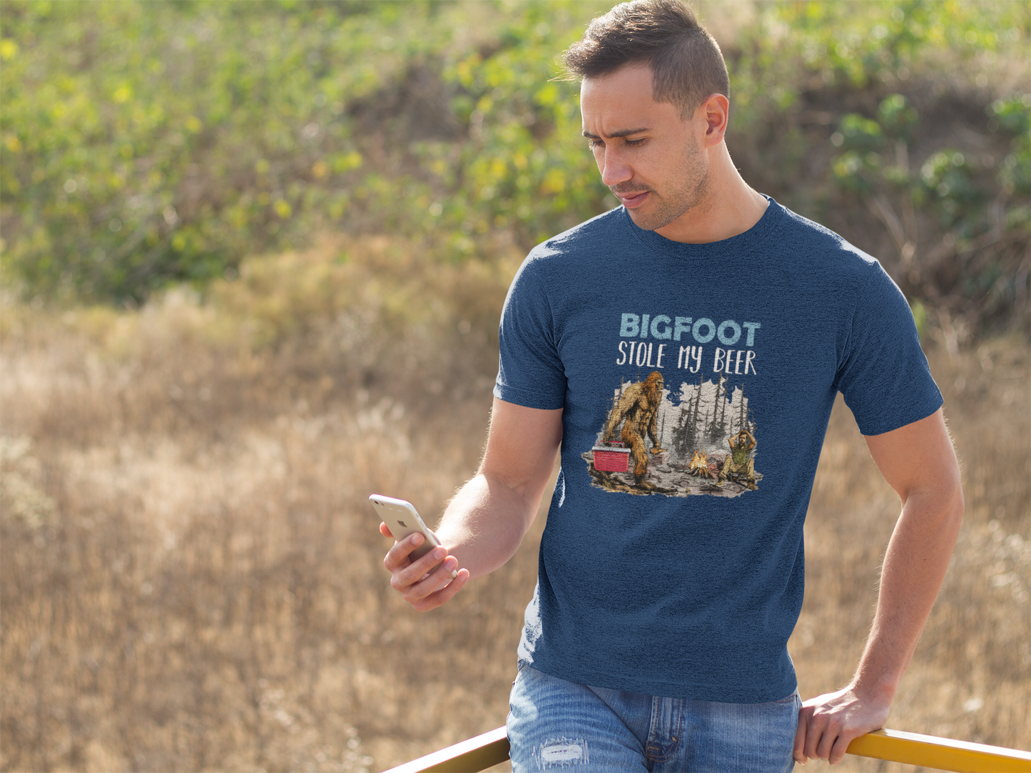 Bigfoot stole my beer t-shirt (navy blue): 2X