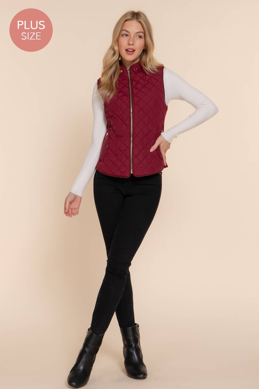 Suede Piping Quilted Padding Vest: NVY-navy / 2XL