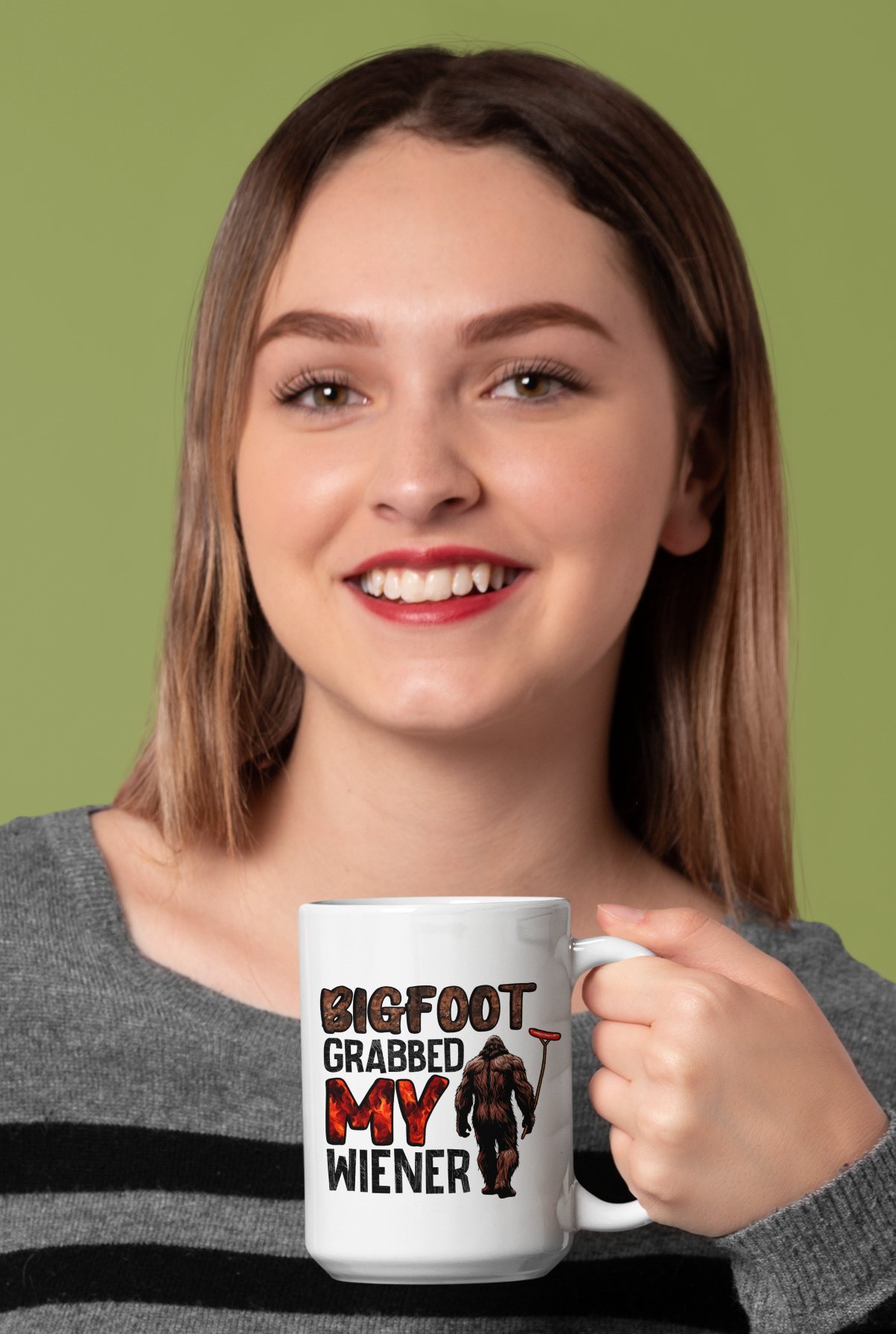 Bigfootgrabbed my wiener mug 15oz Squatchin' original