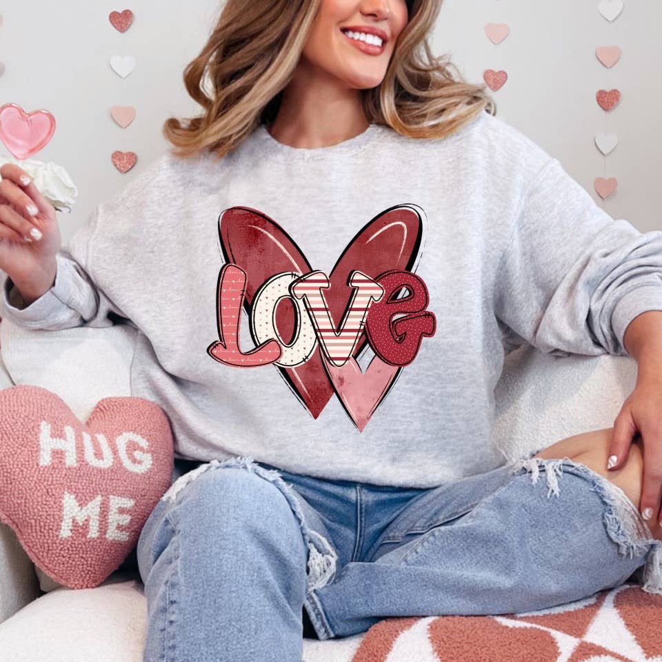 Love Heart (DTF Sweatshirt): Sport Grey Sweatshirt / DTF / XL