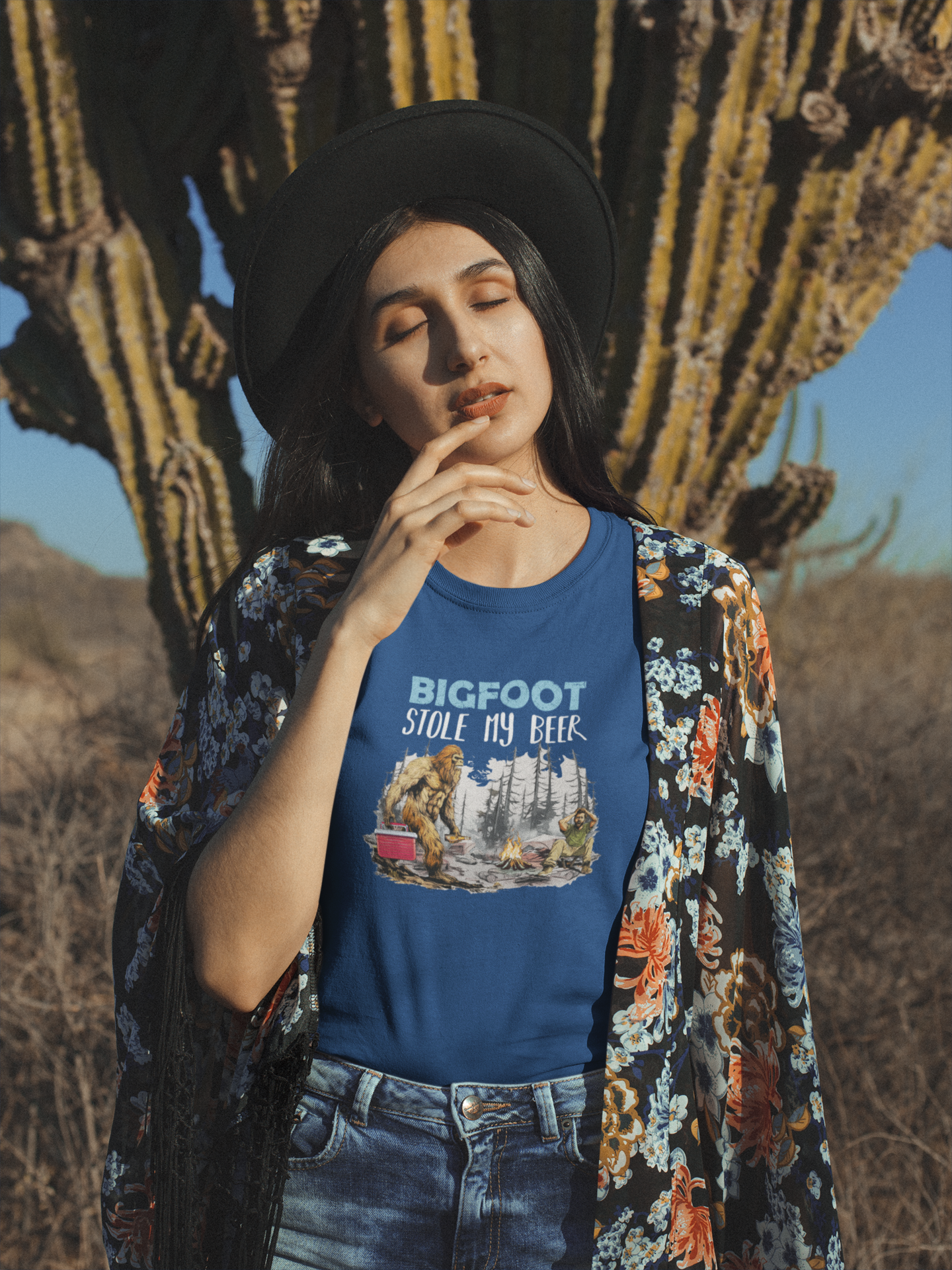 Bigfoot stole my beer t-shirt (navy blue): Sm