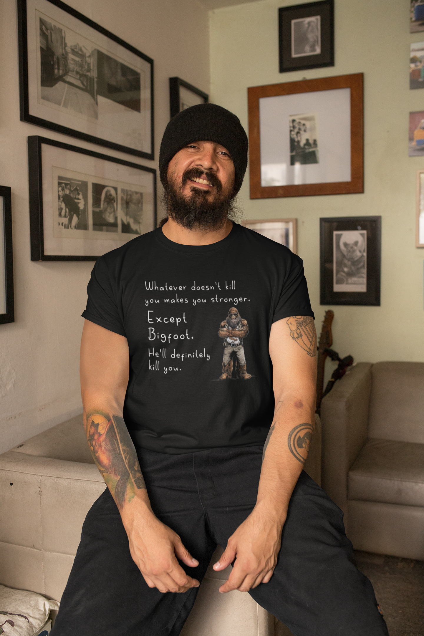 Whatever Doesn't Kill You Bigfoot t-shirt (black or yellow): Black / LG