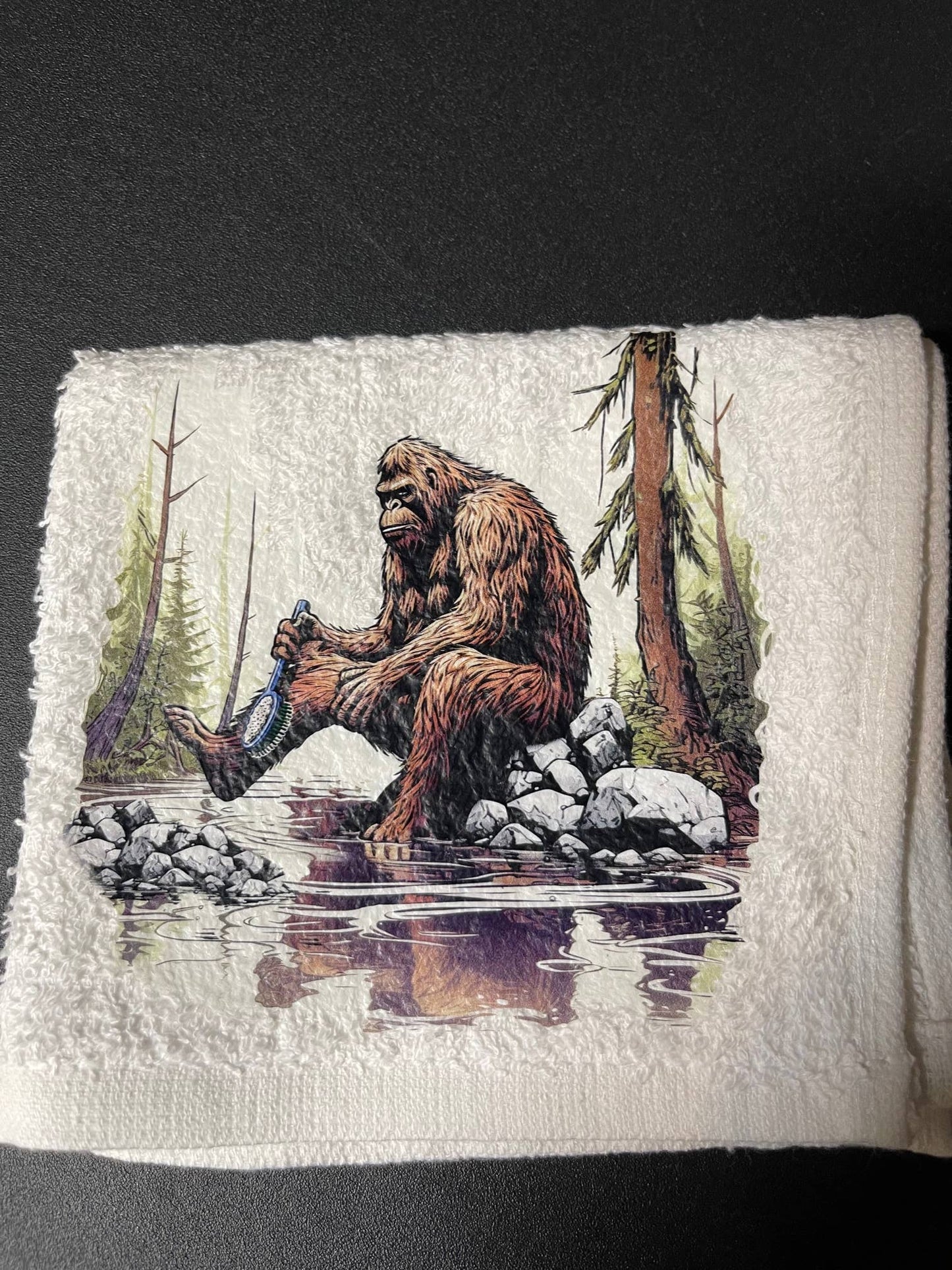 Bathing Bigfoot wash rag, hand towel, bath towel 3 piece set