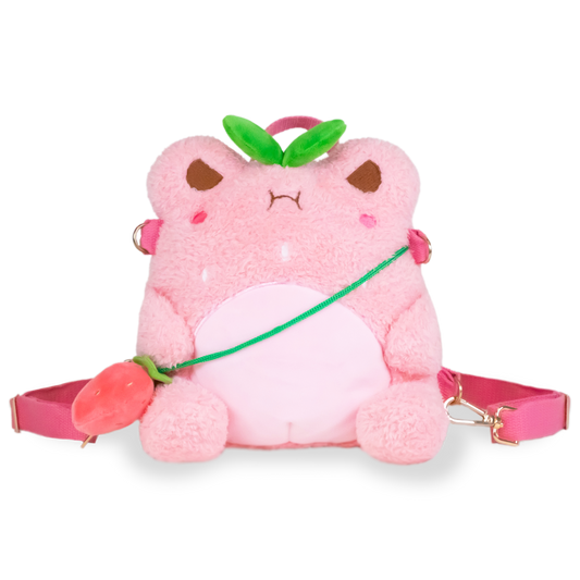 Strawberry Wawa Backpack (Cute Kawaii Pink Frog Shoulder Bag