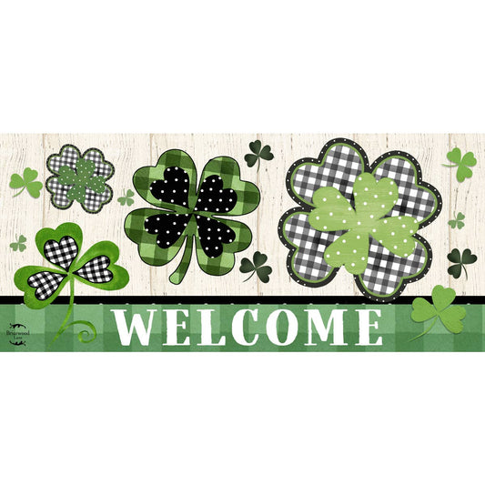 St. Patrick's Day Shamrocks Mini Mat 22x10 In/Outdoor
