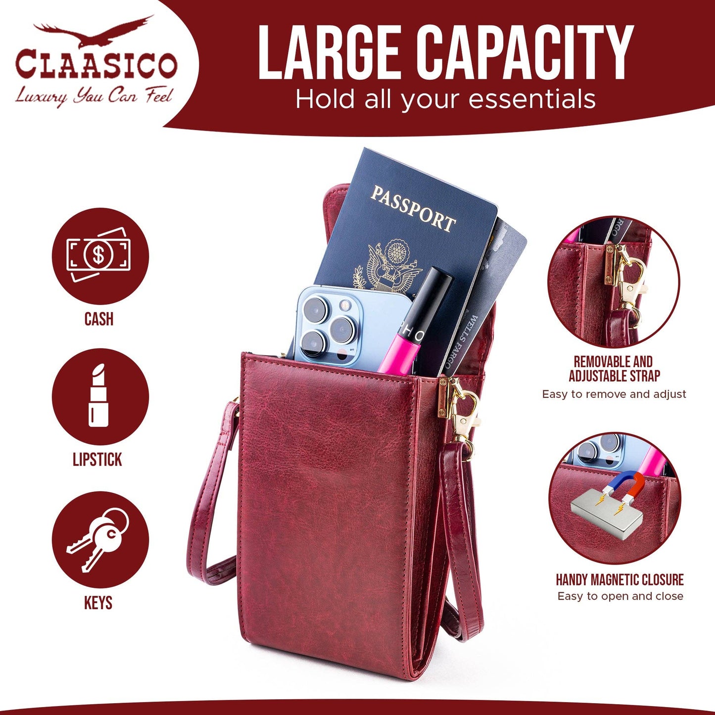 Crossbody Phone Wallet - Sleek and Compact Design: Nevy Blue