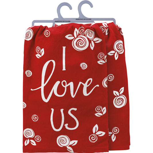 Floral I Love Us Kitchen Towel