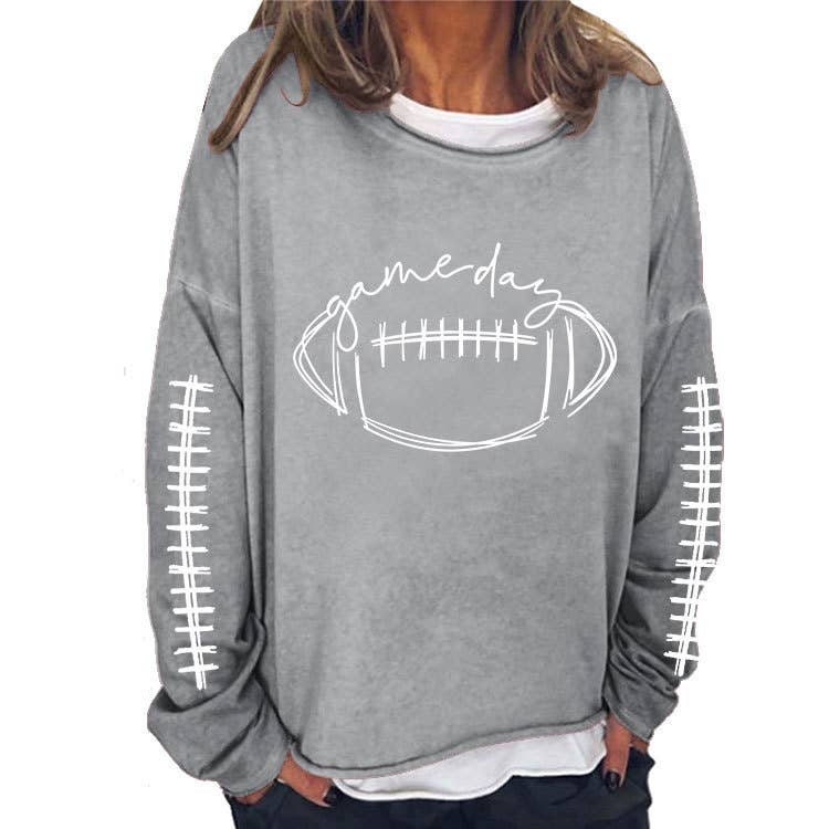 WOMEN FOOTBALL GAMEDAY LOOSE FIT PULLOVER: RED / (L) 1