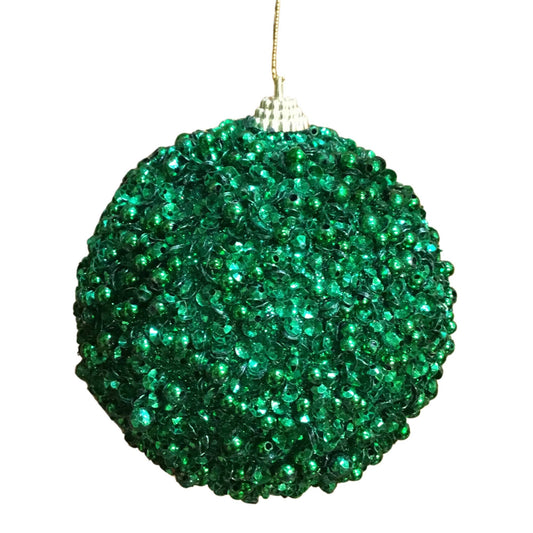 5.5" Dazzling Sequin/Bead Ball-Dark Green